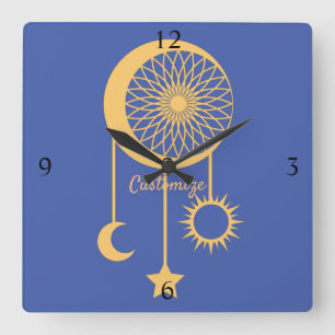 Bohemian Dream Catcher Thunder_Cove     Vierkante Klok