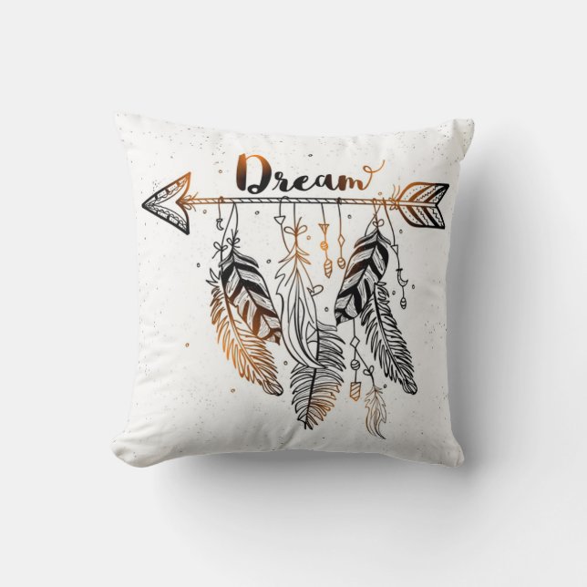 Bohemian Dream Feathers Kussen (Voorkant)