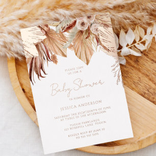 Bohemian Dream Floral Baby shower Roos Gold Folie Uitnodiging