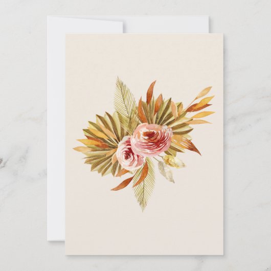 Bohemian Dried Flower Lijst Bruiloft Kaart (Achterkant)