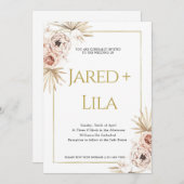 Bohemian Dried Flowers Wedding Invitation Kaart (Voorkant / Achterkant)