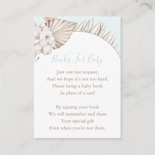 Bohemian Dried Palm Book for Baby Boy Shower Informatiekaartje (Voorkant)