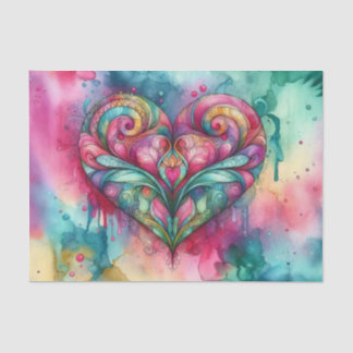 Bohemian Drippy Waterverf Heart | ontkoppelpapier Tissuepapier
