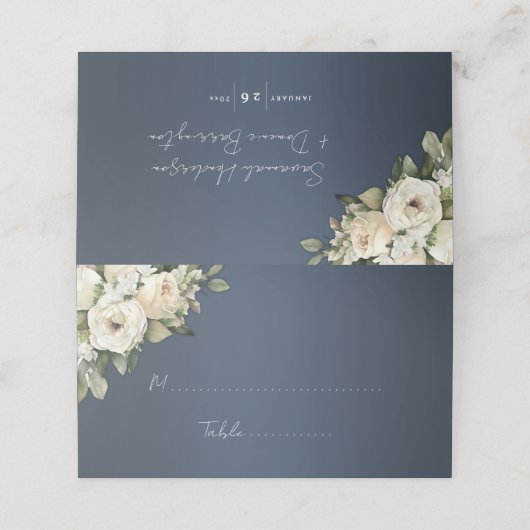 Bohemian Dusty Blauw en Wit Rozen Bruiloft (Buitenkant ongevouwen)