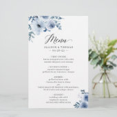 Bohemian Dusty Blue Floral Wedding Menu (Staand voorkant)