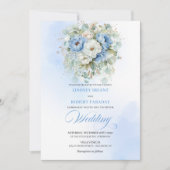 Bohemian Dusty Blue White Peony Wedding Invitation (Devant)