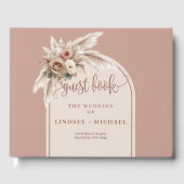 Bohemian Dusty Pink Pampas Arch Rozen Trouwboek Gastenboek (Voorkant)