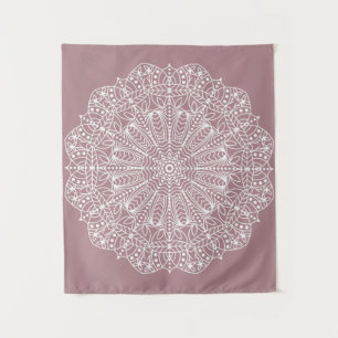Bohemian Dusty Roos Pink White Mandala Wandkleed