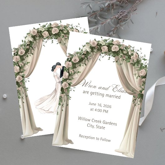 Bohemian Elegance Wedding Invitation  Kaart