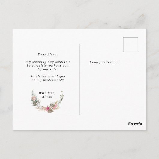 Bohemian Elegant Floral bruidsmeisje uitnodiging (Achterkant)