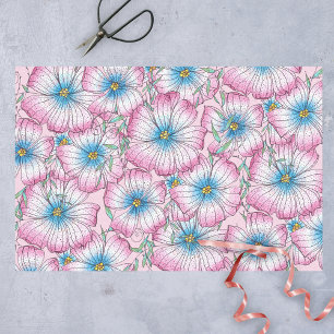 Bohemian Elegant Pastel Roze Blauwe Bloemen Tissuepapier
