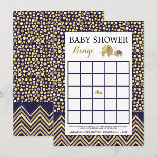 Bohemian Elephant and Chevron Baby shower Bingo Kaart