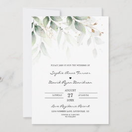 Bohemian Eucalyptus Greenery Gold Wedding Kaart