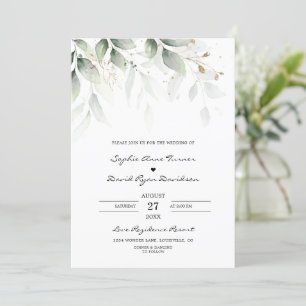 Bohemian Eucalyptus Greenery Gold Wedding Kaart