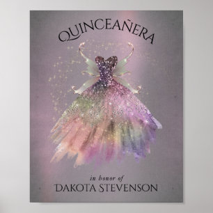 Bohemian Fairy Ball Gown Gedempte Ombre-wijnglan Poster