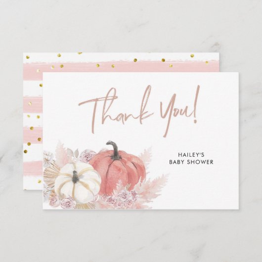 Bohemian Fall in Love Citrouille Carte de remercie (Devant / Derrière)