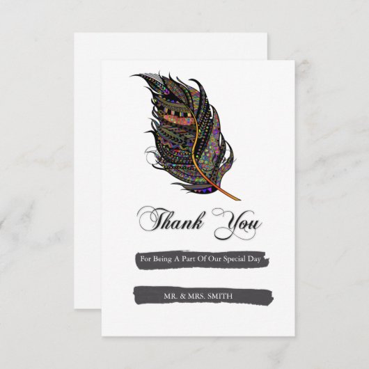 Bohemian Feather Bedankkaart (Voorkant / Achterkant)