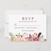 Bohemian Feather Rustic Floral Boho RSVP Kaartje (Voorkant)