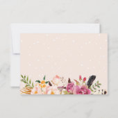 Bohemian Feather Rustic Floral Boho RSVP Kaartje (Achterkant)