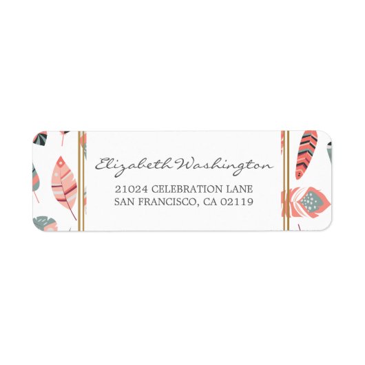 Bohemian Feathers Pattern Baby shower Etiket (Voorkant)