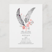 Bohemian Feathers Rustic Save the Date Aankondigingskaart (Voorkant)