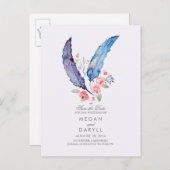 Bohemian Feathers Rustic Save the Date Aankondigingskaart (Voorkant / Achterkant)