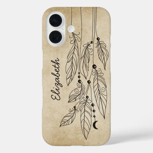 Bohemian Feathers Tekening  Achtergrond Case-Mate iPhone Case (Achterkant)