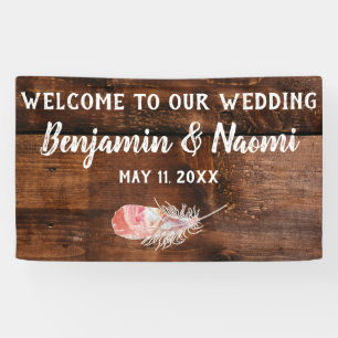 Bohemian Feathers Wedding Welkom Banner
