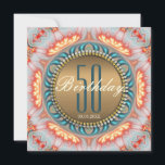Bohemian Fire Mandala 50th Birthday Invitation<br><div class="desc">Invitations stylisées personnalisables : Inspiré par le nouvel âge, les arts visionnaires et le mandala. Fabriqué avec une déesse de courage intention en turquoise, or et énergie de feu. Conception unique et intemporelle d'invitation. Montré ici comme des invitations de 50e anniversaire avec des numéros que vous pouvez personnaliser facilement pour...</div>