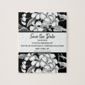 Bohemian Floral Black White Modern Save the Date Legpuzzel (Verticaal)
