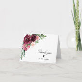Bohemian Floral Burgundy Bedankkaart (Voorkant)