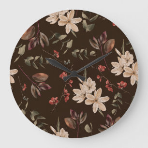 Bohemian Floral Dark: Waterverf naadloos patroon Grote Klok