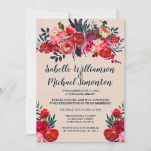 Bohemian Floral Elopement Reception Kaart