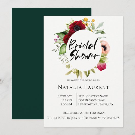 Bohemian Floral Lijst Bridal Shower Kaart (Voorkant / Achterkant)