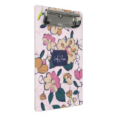 Bohemian Floral Navy Name Monogram Mini Klembord (Schuin)