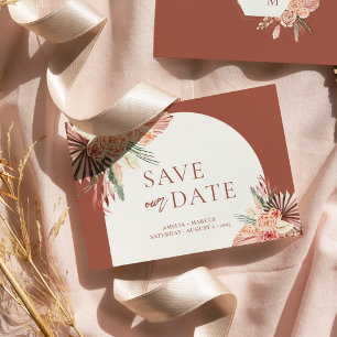 Bohemian Floral Terracotta & Ivory Save our Date I Kaart