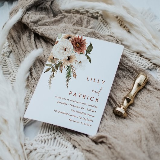 Bohemian Floral Terracotta Wedding Kaart