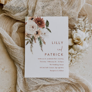 Bohemian Floral Terracotta Wedding Magnetische Uitnodiging