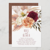 Bohemian Floral Terracotta Wedding Reception Kaart (Voorkant / Achterkant)