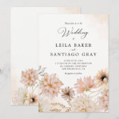 Bohemian Floral Wedding Kaart (Voorkant / Achterkant)