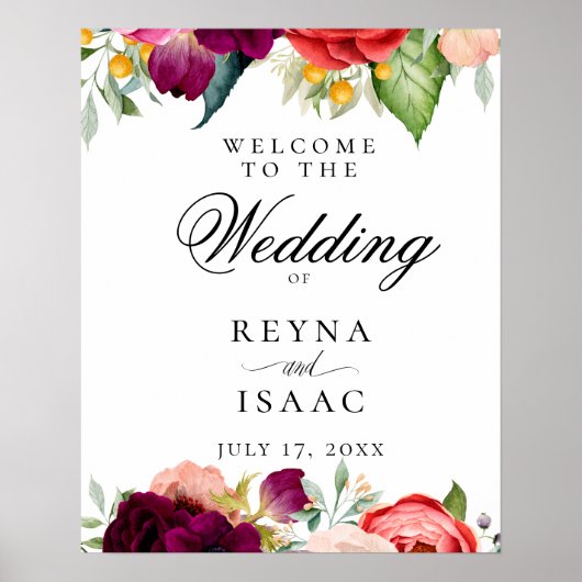 Bohemian Floral Wedding Welcome Poster (Voorkant)