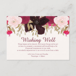 Bohemian Floral Wedding Wishing Well Insert Kaart