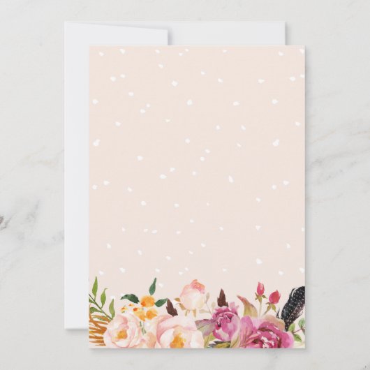 Bohemian Floral Wreath Feather Boho Save the Date (Achterkant)