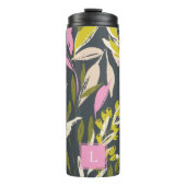 Bohemian Foliage Pattern Monogram Thermal Tumbler Thermosbeker (Voorkant)