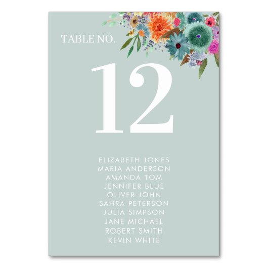 Bohemian Garden Lichtblauw Boho Wildflower Bruilof Kaart (Voorkant)