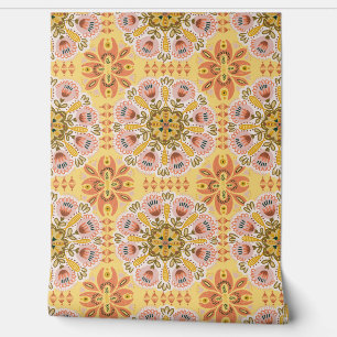 Bohemian Geometric Floral Pattern Behang