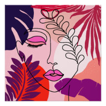 Bohemian Girl Line Art Roze esthetiek