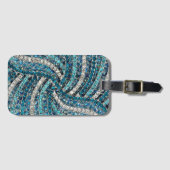  bohemian girly chic silver grey turquoise blue bagagelabel (Voorkant (horizontaal))
