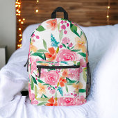 Bohemian girly roze sinaasappel floral waterverf bedrukte rugzak