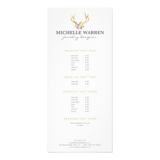 Bohemian Gold Antlers met bloemen Reclamekaart (Voorkant)